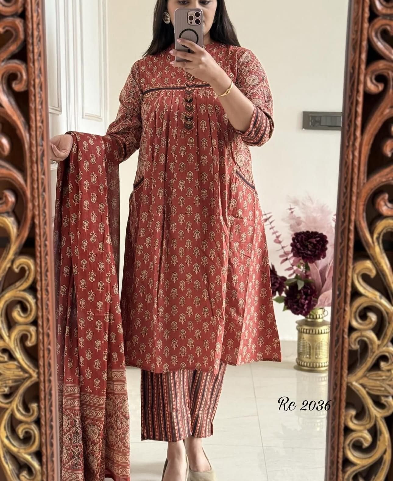 Cotton Handwork Pintex Kurti Set